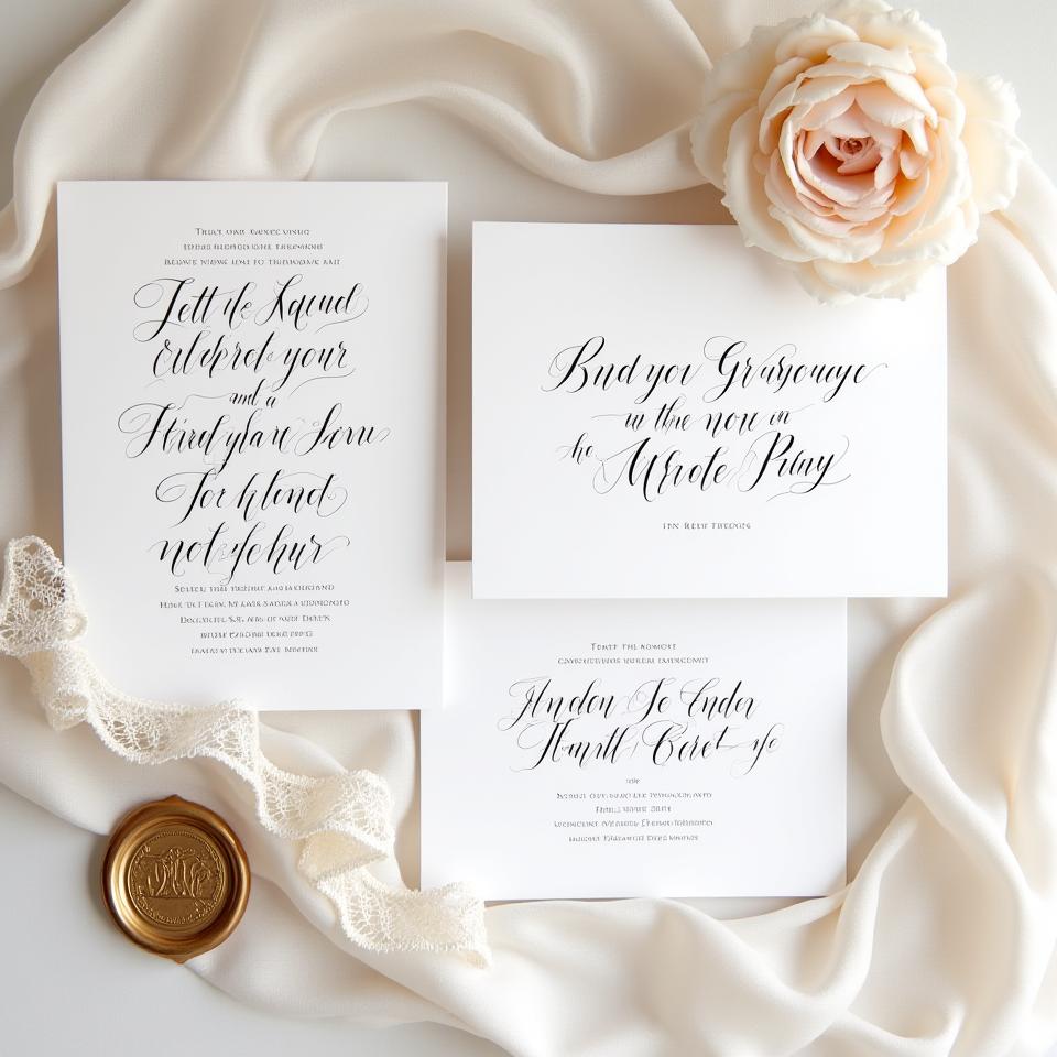 Papeterie de mariage calligraphiée élégante